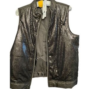 Chico’s  Additions size 10 black puffer vest w/ sequin zip front Like new…